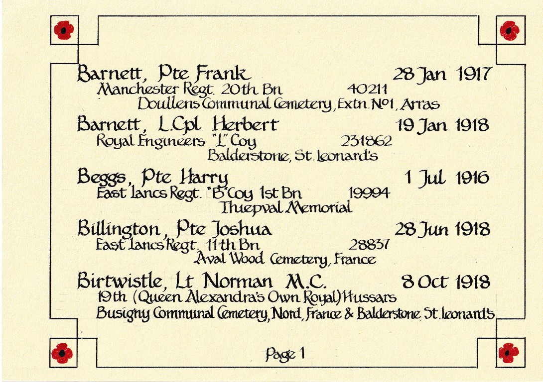 Page 1 Book of remembrance