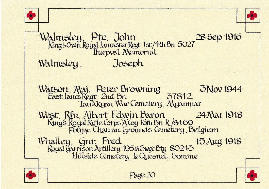 Page 20 Book of remembrance