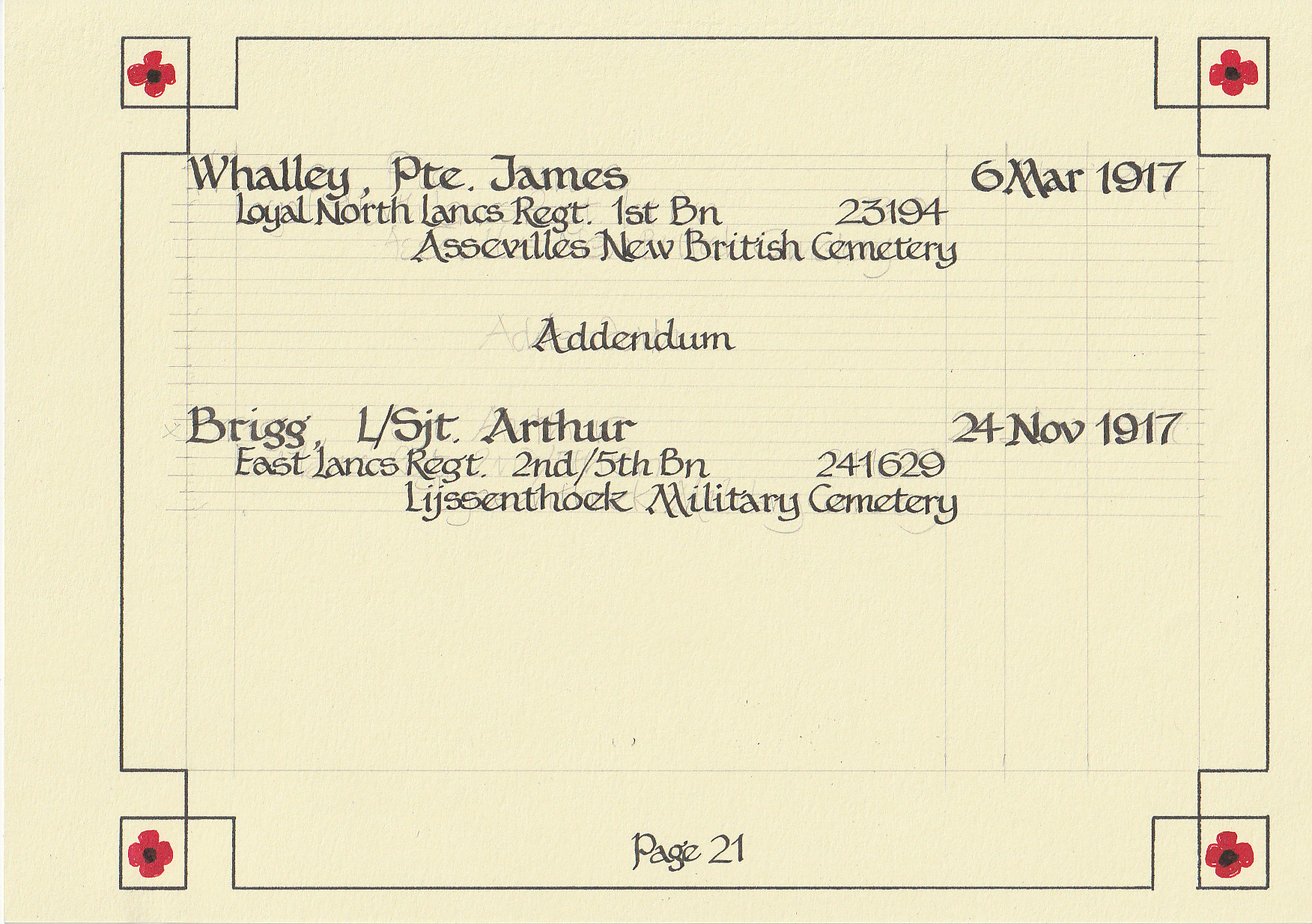 Page 21 Book of remembrance